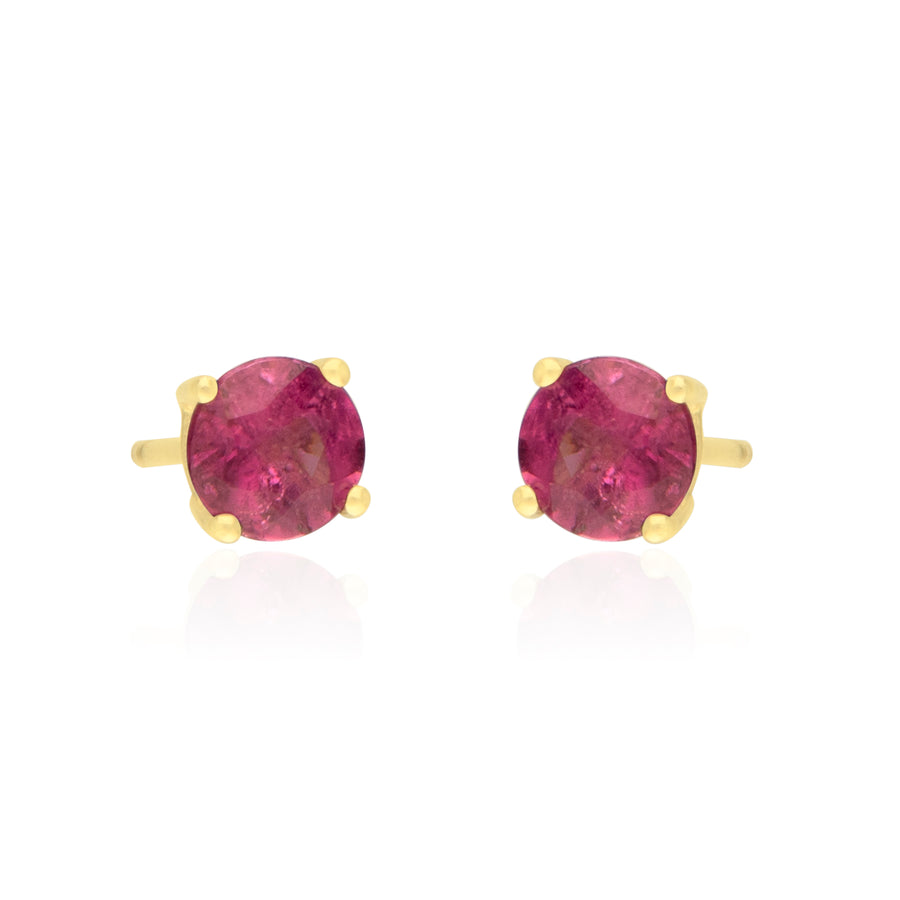 Penelope 14K Yellow Gold Round-Cut Pink Tourmaline Earring