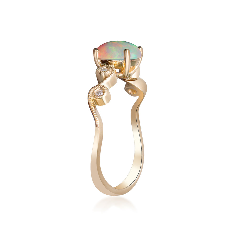 Rosa 14K Yellow Gold Oval-Cut Natural African Opal Ring