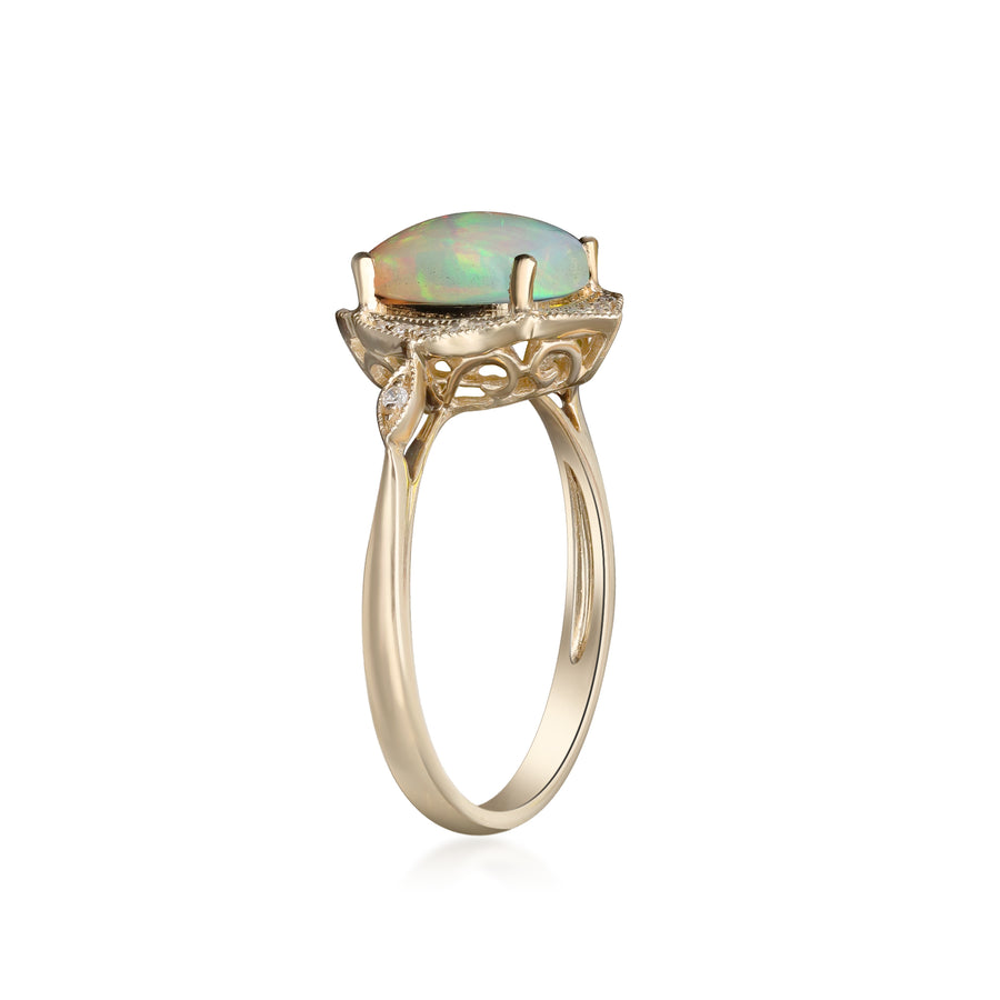 Ruth 14K Yellow Gold Cushion-Cut Natural African Opal Ring