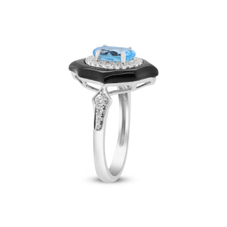 Esther 10K White Gold Oval-Cut Swiss Blue Topaz Ring