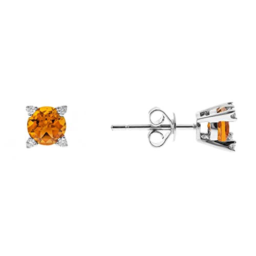 Katherine 10K White Gold Round-Cut Brazilian Citrine Earring