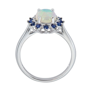 Vinty 10K White Gold Oval-Cut  Ethiopian Opal Ring