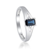Emersyn 10K White Gold Emerald-Cut Blue Sapphire Ring