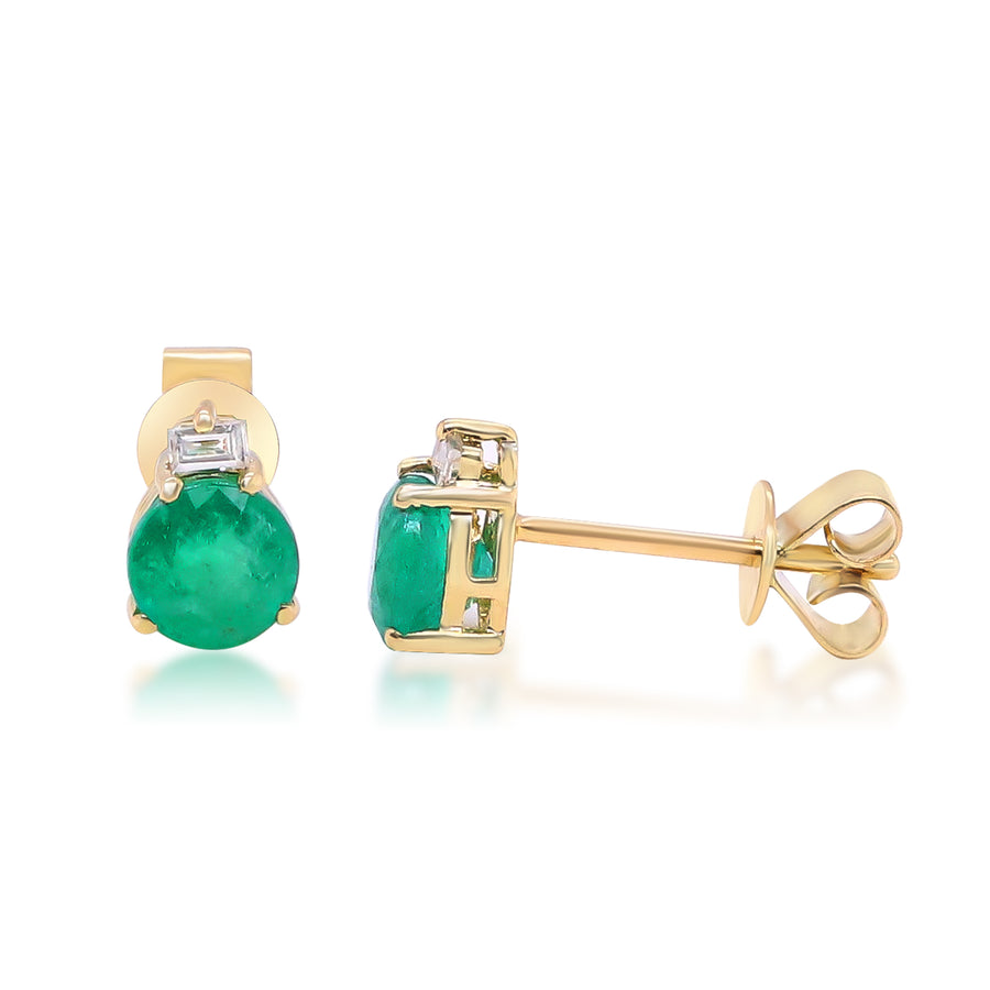 Mila 10K Yellow Gold Round-Cut Natural Zambian Emerald Earrings