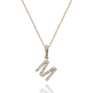 M Paisley 14K Yellow Gold Round-Cut White Diamond Pendant