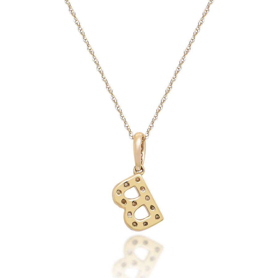 B Paisley 10K Yellow Gold Round-Cut White Diamond Pendant