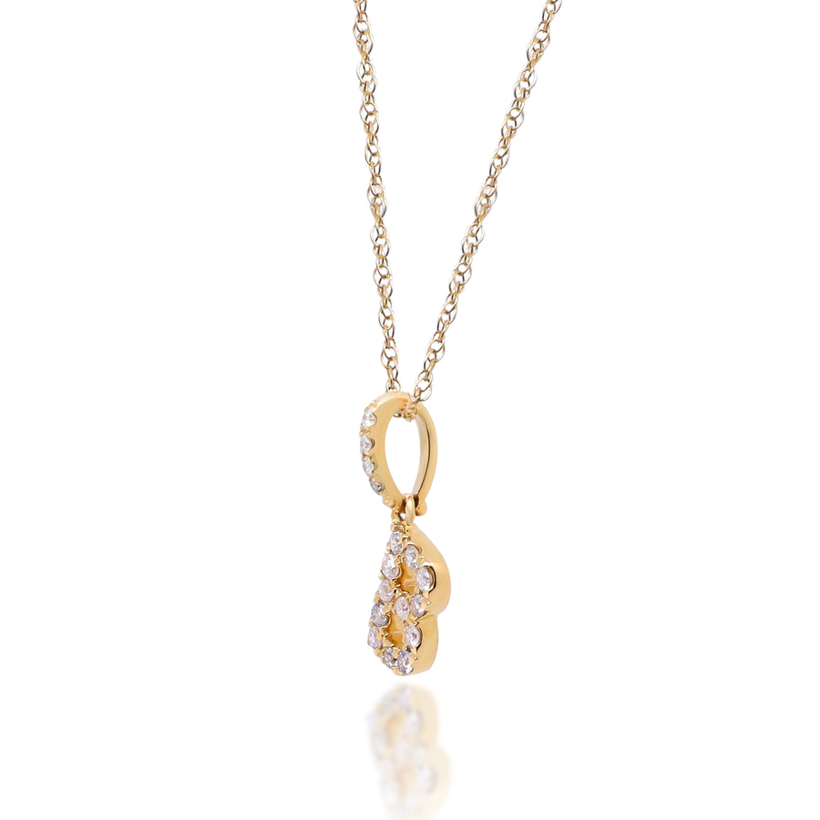 B Paisley 10K Yellow Gold Round-Cut White Diamond Pendant