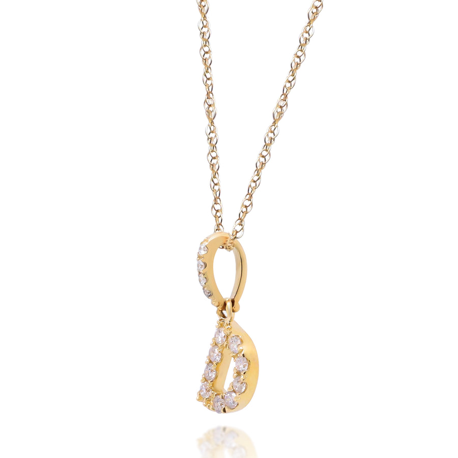 D Paisley 10K Yellow Gold Round-Cut White Diamond Pendant