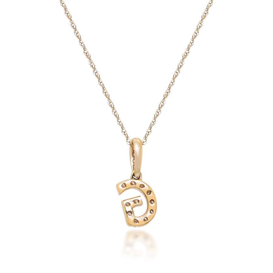 G Paisley 10K Yellow Gold Round-Cut White Diamond Pendant