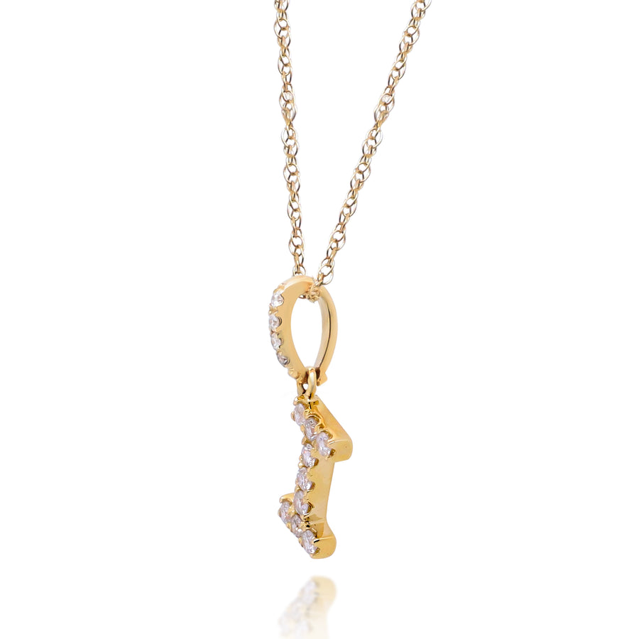 I Paisley 10K Yellow Gold Round-Cut White Diamond Pendant