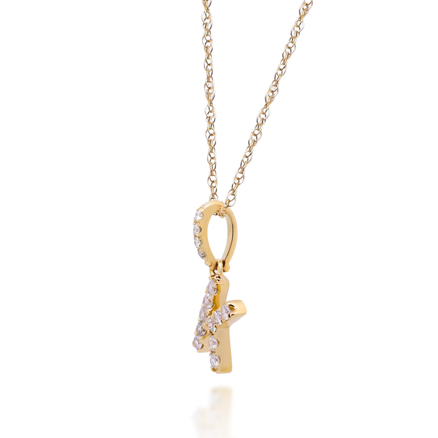 K Paisley 10K Yellow Gold Round-Cut White Diamond Pendant