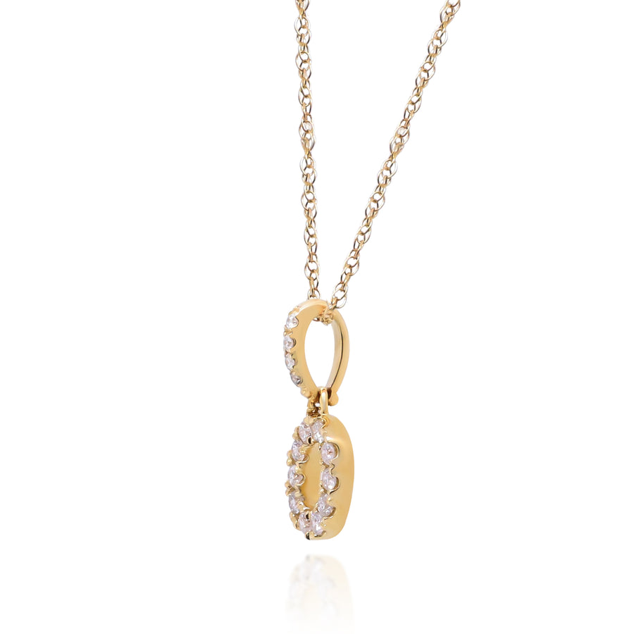 O Paisley 10K Yellow Gold Round-Cut White Diamond Pendant