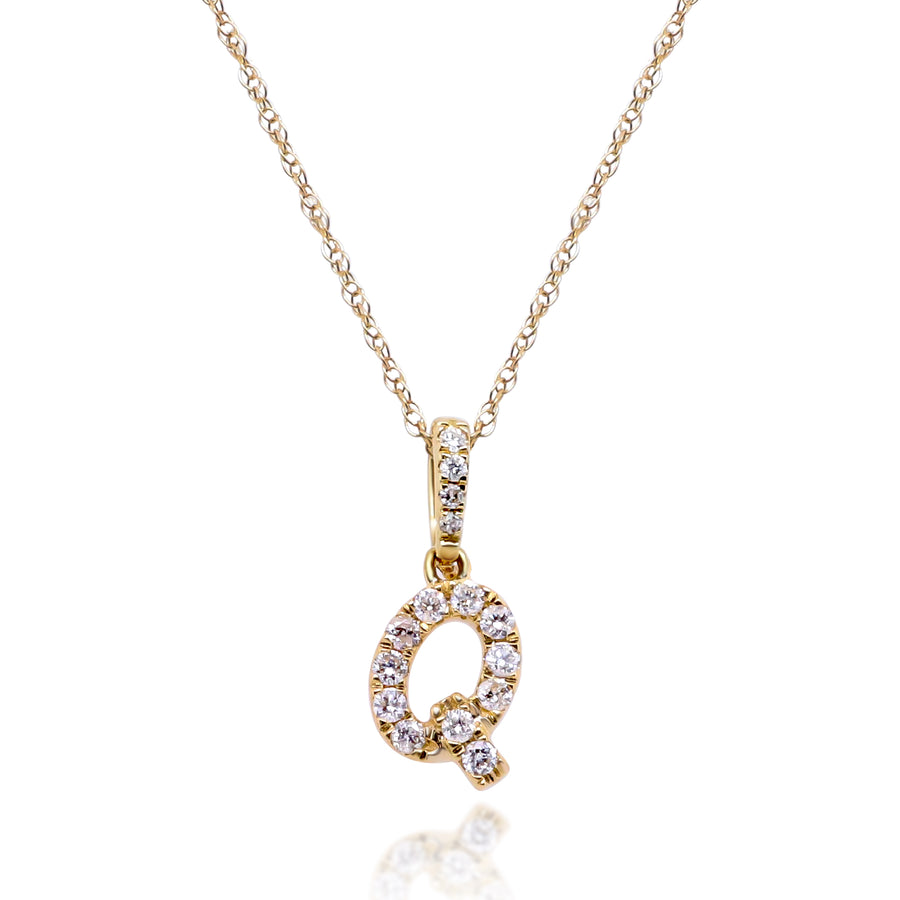 Q Paisley 10K Yellow Gold Round-Cut White Diamond Pendant