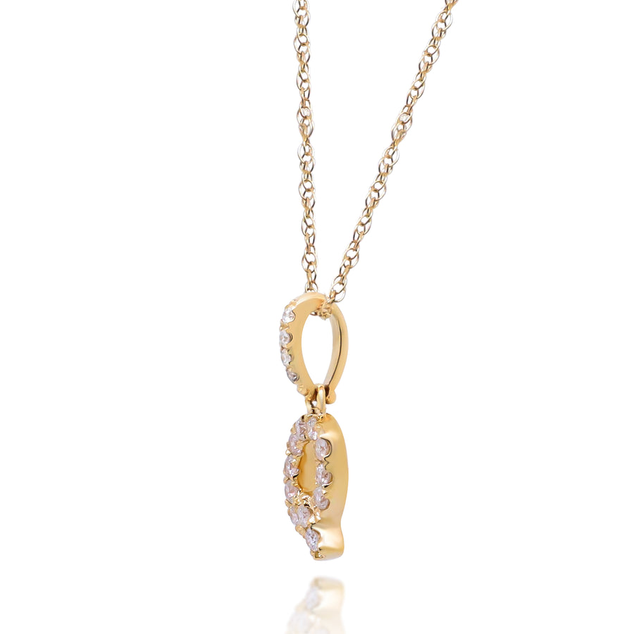 Q Paisley 10K Yellow Gold Round-Cut White Diamond Pendant