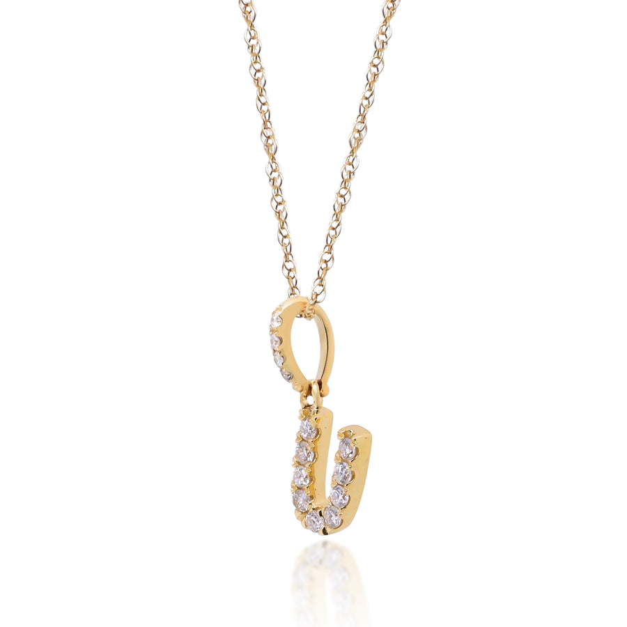 U Paisley 10K Yellow Gold Round-Cut White Diamond Pendant