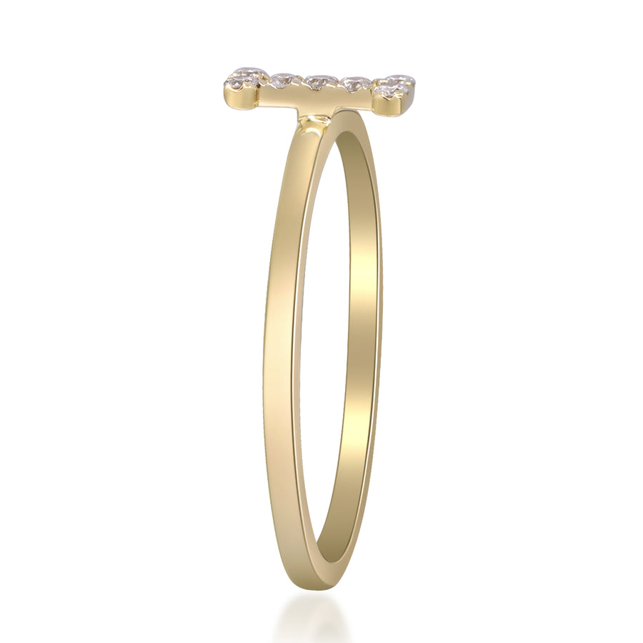 I Initial 14K Yellow Gold Round-Cut White Diamond Ring