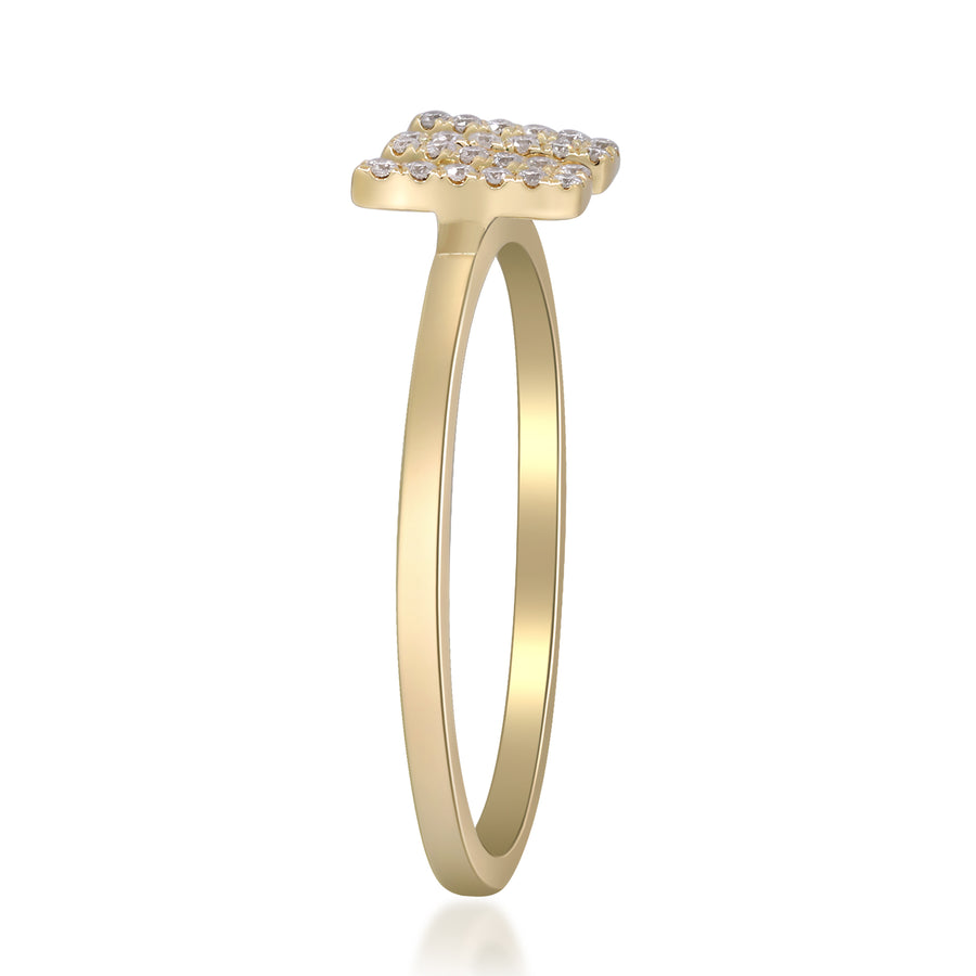 W Initial 14K Yellow Gold Round-Cut White Diamond Ring