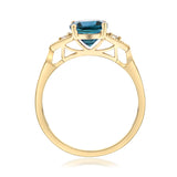 Madison 10K Yellow Gold Cushion-Cut London Blue Topaz Ring
