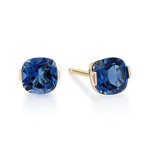 Emma 10K Yellow Gold Cushion-Cut Brazilian London Blue Topaz Earrings