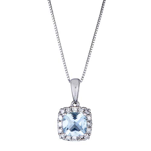 Saylor 10K White Gold Cushion-Cut Brazilian Aquamarine Pendant