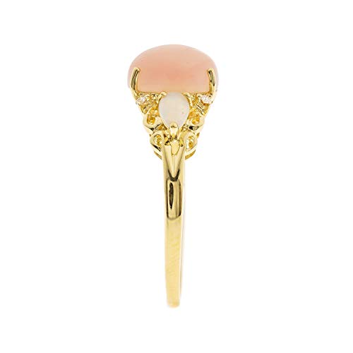 Faith 10K Yellow Gold Oval-Cut Peruvian Pink Opal Ring