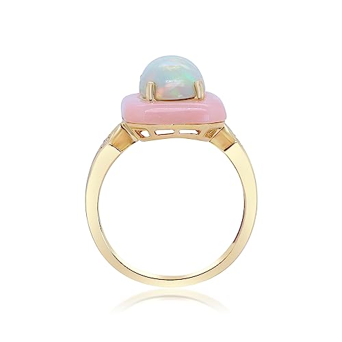 Adeline 14K Yellow Gold Oval-Cut Natural Pink Opal and Ethiopian Opal Ring