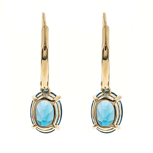 Margot 14K Yellow Gold Oval-Cut Brazilian London Blue Topaz Earrings