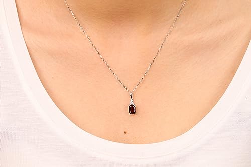 Kahlani 10K White Gold Cushion-Cut Garnet Pendant