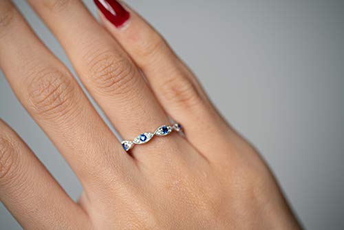 Adelyn 14K White Gold Round-Cut Ceylon Blue Sapphire Ring