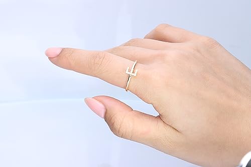 E Initial 14K Yellow Gold Round-Cut White Diamond Ring