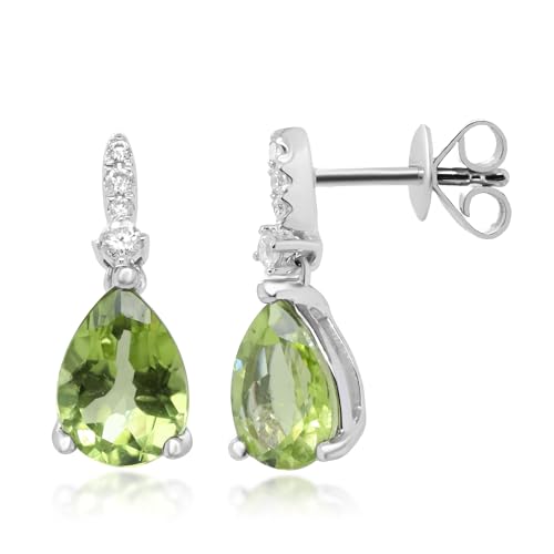 Madelyn 10K White Gold Pear-Cut Manchurian Peridot Earrings