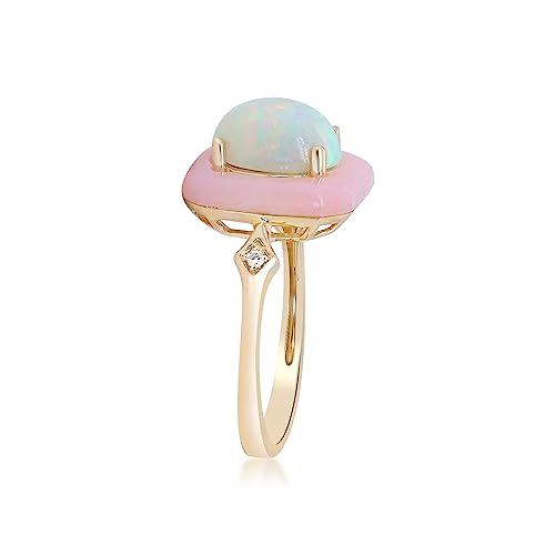 Adeline 14K Yellow Gold Oval-Cut Natural Pink Opal and Ethiopian Opal Ring