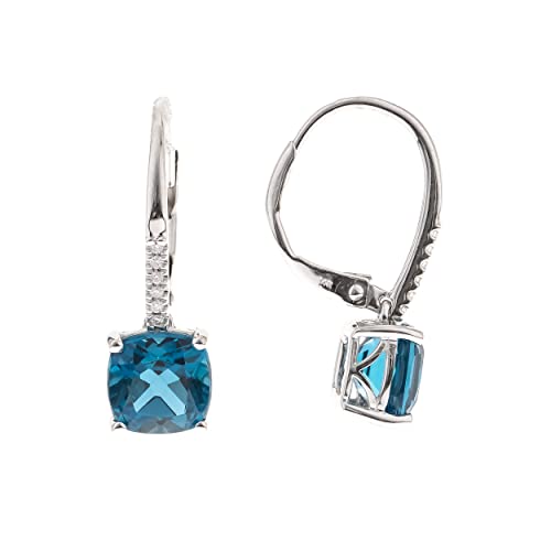 Alice 14K White Gold Cushion-Cut Brazilian London Blue Topaz Earrings