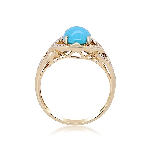 Violet 14K Yellow Gold Round-Cut Arizona Turquoise Ring