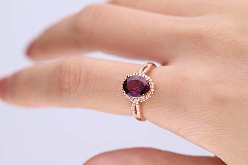 Lainey 10K Rose Gold Oval-Cut Madagascar Rhodolite Ring