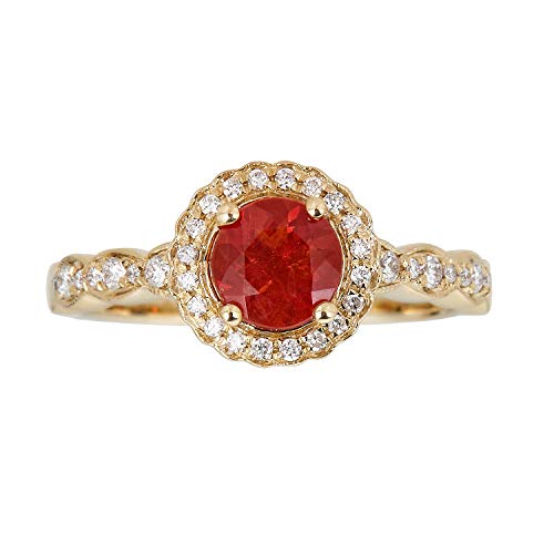 Natalia 14K Rose Gold Round-Cut Mexican Fire Opal Ring