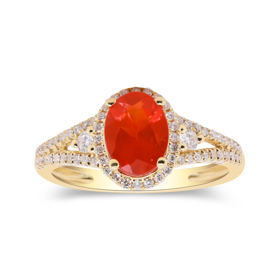 Jenna 14K Yellow Gold Oval-Cut Mexican Fire Opal Ring