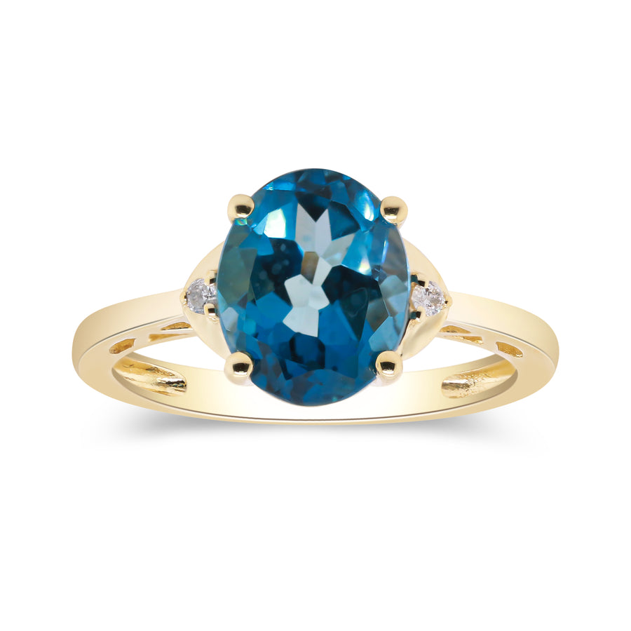 Alexandra 10K Yellow Gold Oval-Cut Brazilian London Blue Topaz Ring