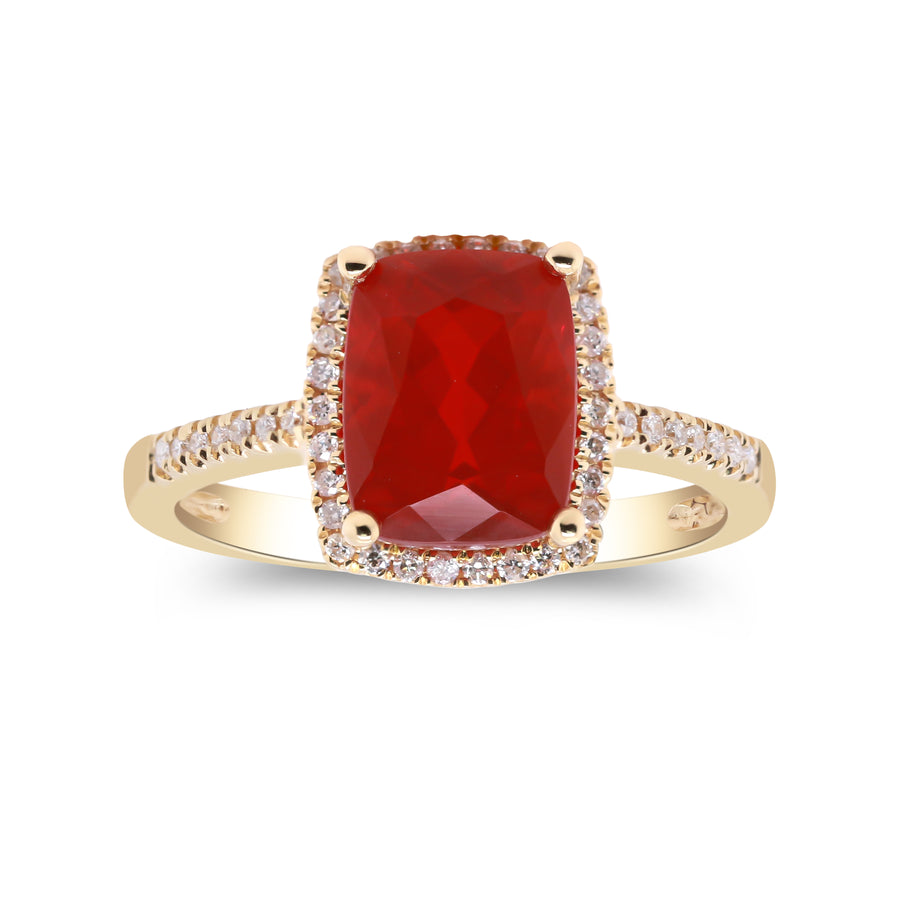 Maliyah 14K Yellow Gold Cushion-Cut Mexican Fire Opal Ring