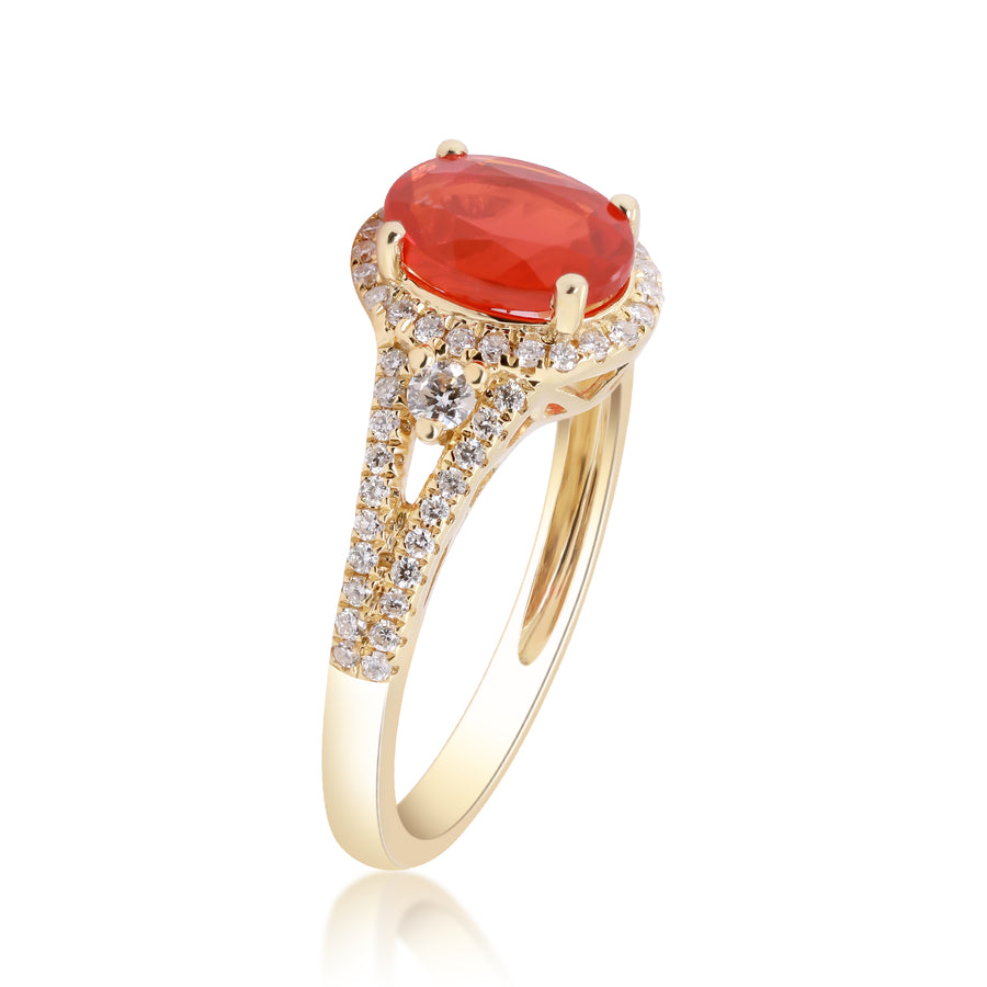 Jenna 14K Yellow Gold Oval-Cut Mexican Fire Opal Ring