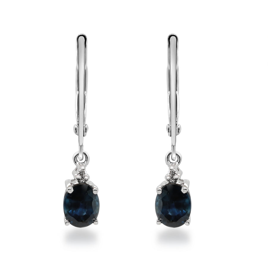 Paloma 10K White Gold Oval-Cut Ceylon Ceylon Blue Sapphire Earring