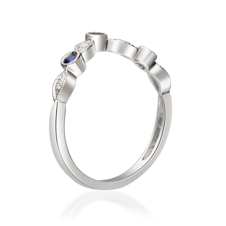 Aniyah 14K White Gold Round-Cut Blue Sapphire Ring