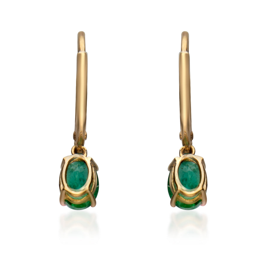 Jacqueline 10K Yellow Gold Oval-Cut Natural Zambian Emerald Earrings