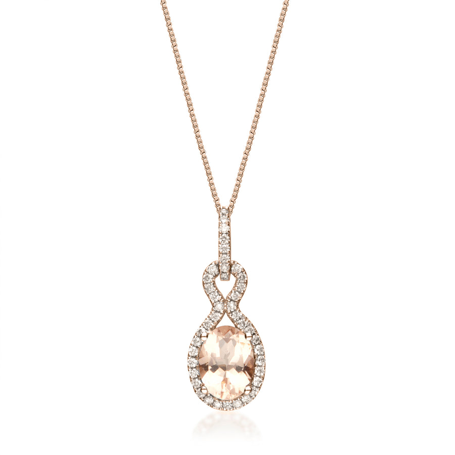 Kinsley 10K Rose Gold Oval-Cut Madagascar Morganite Pendant