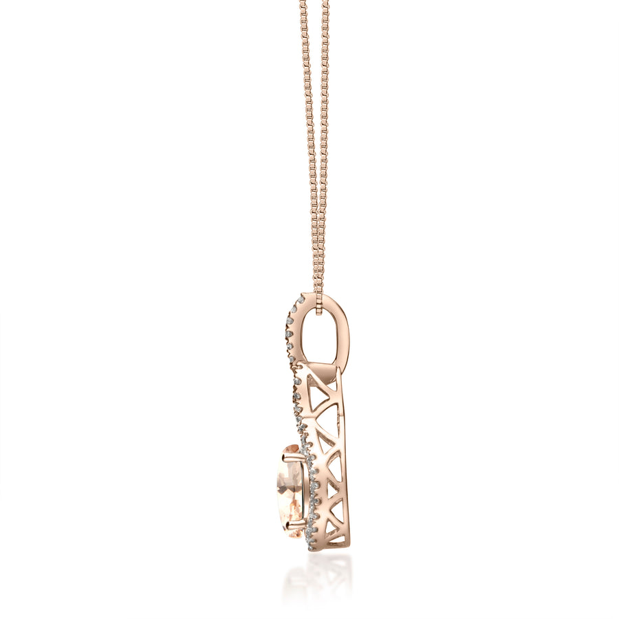 Kinsley 10K Rose Gold Oval-Cut Madagascar Morganite Pendant