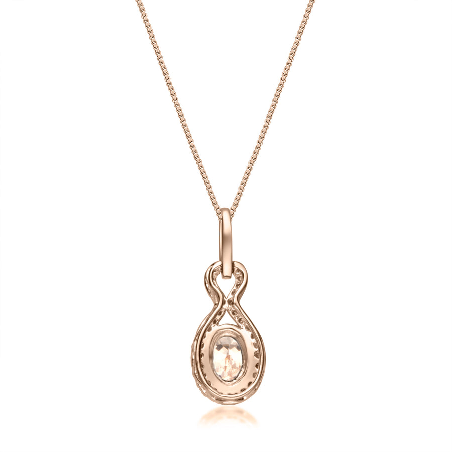 Kinsley 10K Rose Gold Oval-Cut Madagascar Morganite Pendant