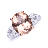 Iris 14K Two Tone Gold Oval-Cut Madagascar Morganite Ring