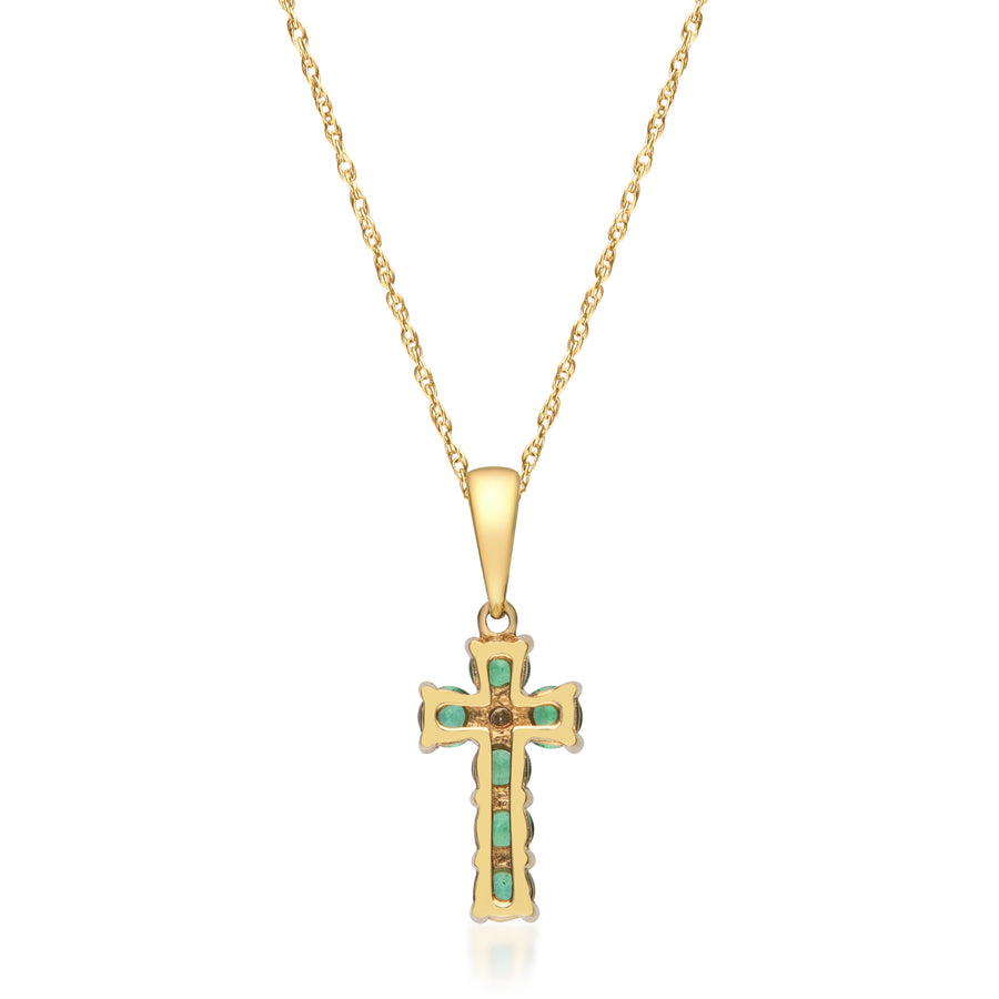 Elena 10K Yellow Gold Round-Shape Natural Zambian Emerald Pendant