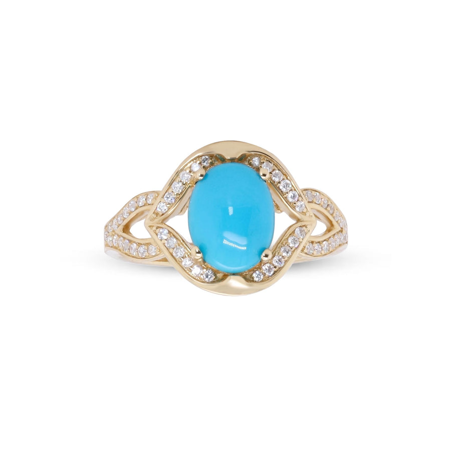 Violet 14K Yellow Gold Round-Cut Arizona Turquoise Ring