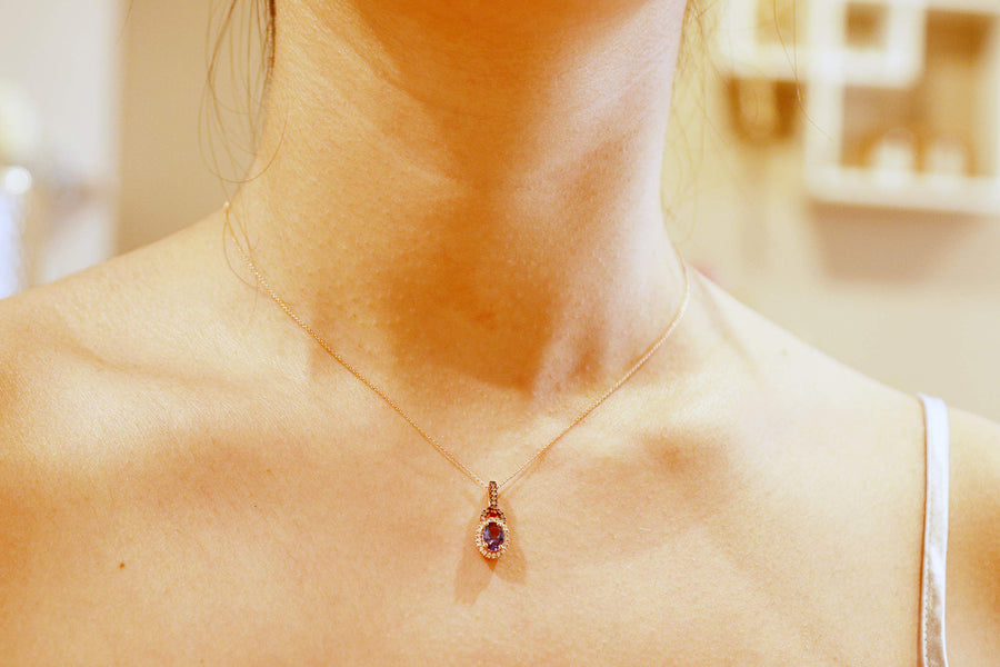 Amelia 10K Rose Gold Oval-Cut Tanzanian Tanzanite Pendant